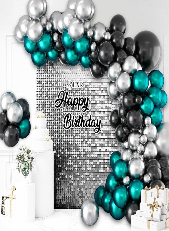 Flyloons مجموعة فلاي لونز من 100 بالون أسود وفضي وأخضر معدني كروم لتزيين حفلات أعياد الميلاد والاحتفالات والذكرى السنوية للبنات والأولاد والرجال والنساء - Image 3